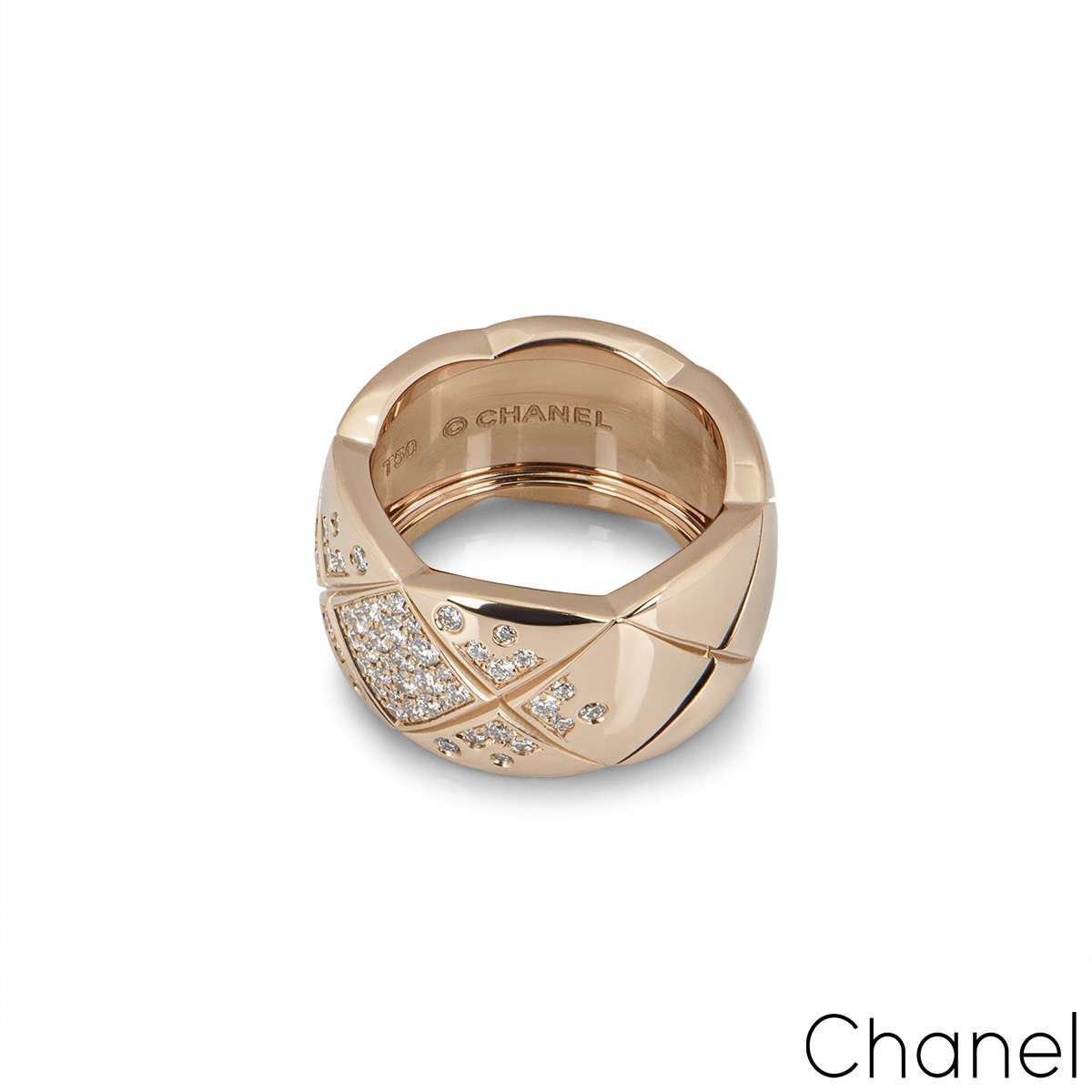 Chanel COCO CRUSH Ring 18K Rose Gold No Diamond 8 mm Wide J10817